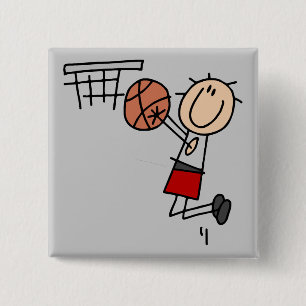 Basketball-Sprungwurf Rote T-Shirts und Geschenke Button