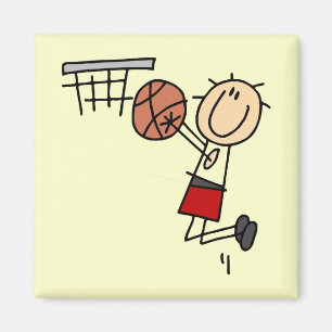 Basketball-Sprungwurf Rote T-Shirts und Geschenke Magnet