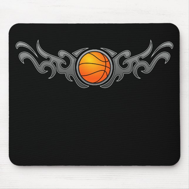 Basketball-Stammes- Flammen-Grau Mousepad (Vorne)