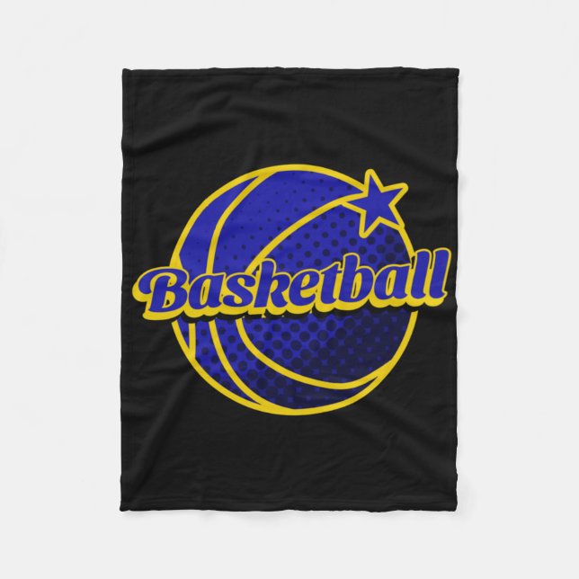 Basketball Star Blau und Gelb Fleecedecke (Vorderseite)