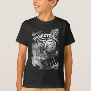 Basketball-Star, schwarzer Grunge-Basketball T-Shirt