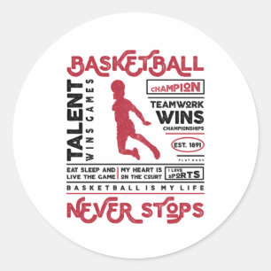 Basketball stoppt nie runder aufkleber