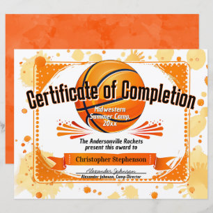Basketball Summer Camp League Team Award