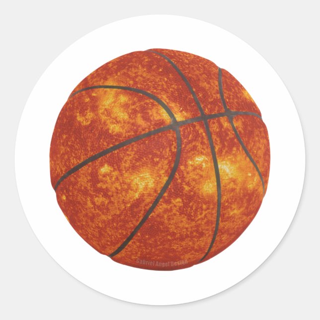 Basketball Sun Runder Aufkleber (Vorderseite)
