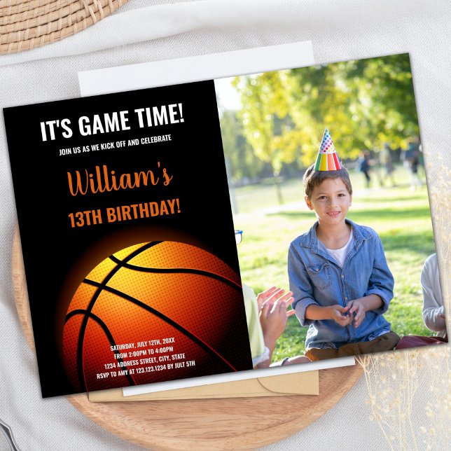 Basketball Sunshine Geburtstagseinladung mit Foto Einladung (Basketball Sun Shine Birthday Invitations photo)