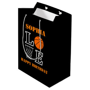 Basketball Swoosh Black Birthday Geschenktasche Mittlere Geschenktüte
