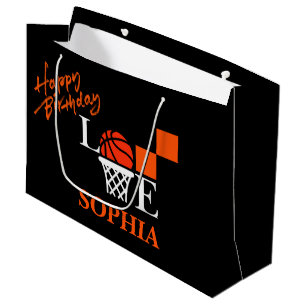 Basketball Swoosh Black Birthday Große Geschenktas Geschenktüte