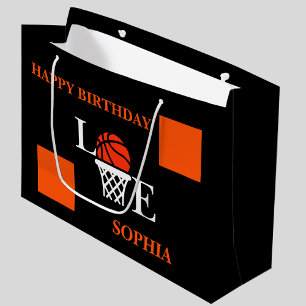 Basketball Swoosh Black Birthday Große Geschenktas Geschenktüte