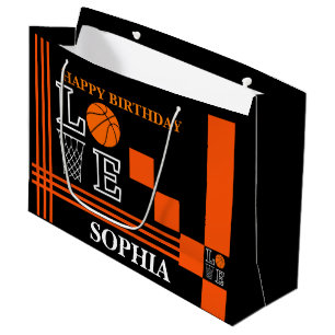 Basketball Swoosh Black Birthday Große Geschenktas Geschenktüte