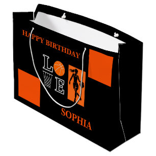 Basketball Swoosh Schwarz Geburtstag große Geschen Geschenktüte
