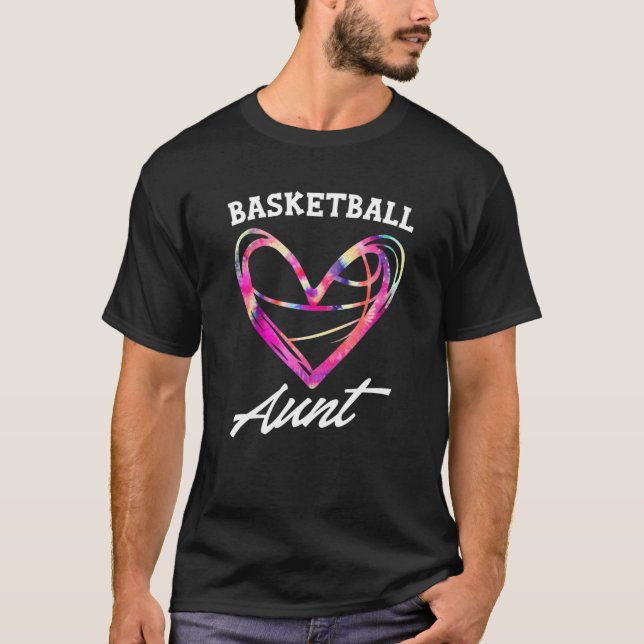 Basketball Tante Gefärbte Krawatte Herzenslust T-Shirt (Vorderseite)