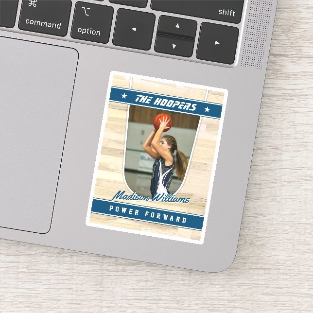 Basketball Team Anpassbare Blue Souvenir Aufkleber (Detail)