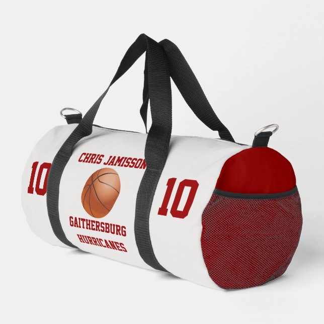 Basketball Team Coach Player Crimson Personalize Duffle Bag (Rechte Ecke)