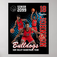 Basketball-Team Custom Foto Senior Night Rot