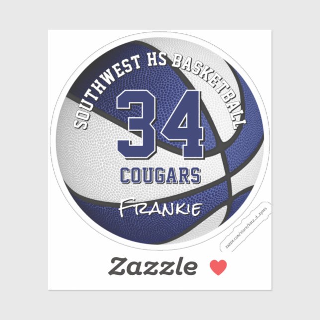 Basketball-Team: Kinder heißen blau Aufkleber (Blatt)