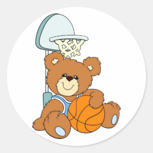 Basketball Teddy Bear Runder Aufkleber