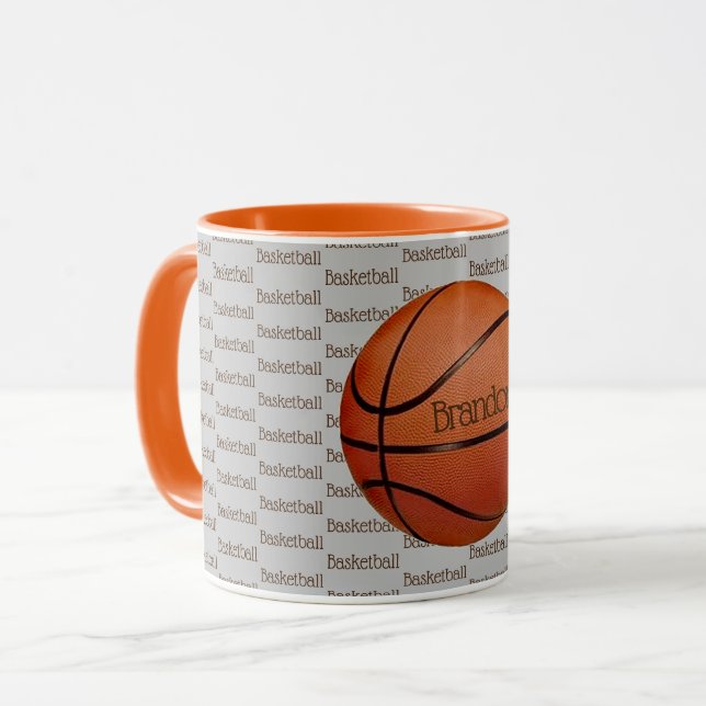 Basketball Text Design Kaffeemaschine Tasse (Vorderseite Links)