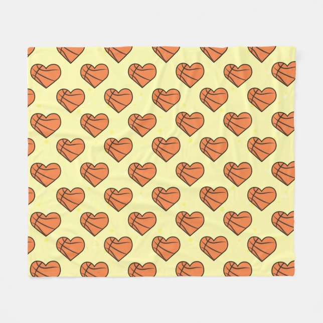 Basketball-Textur in Herzform-Muster  Fleecedecke (Vorderseite (Horizontal))