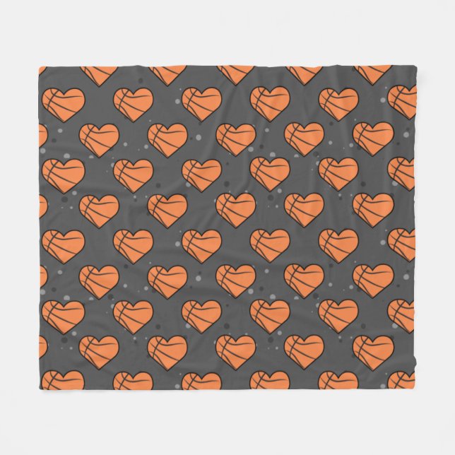 Basketball-Textur in Herzform - Muster Fleecedecke (Vorderseite (Horizontal))
