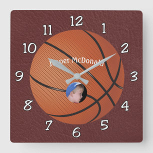 Basketball Textured Background Foto personalisiere Quadratische Wanduhr