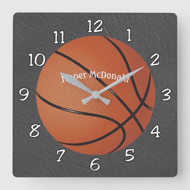 Basketball Textured Background Foto personalisiere Quadratische Wanduhr (Vorderseite)