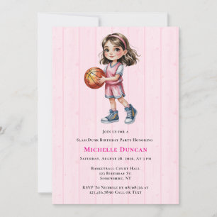 Basketball Thema Geburtstagsparty für Mädchen Einladung