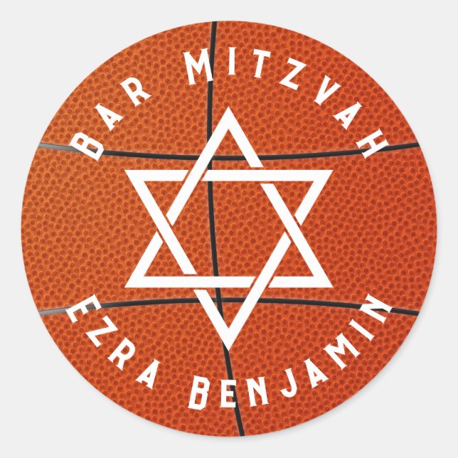 Basketball Thema Golf Bar Mitzvah Runder Aufkleber (Vorderseite)