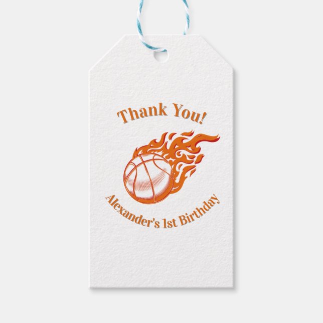 Basketball themed thank you 3 geschenkanhänger (Vorderseite)