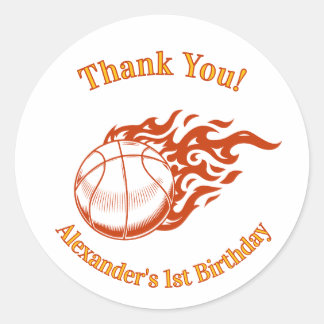 Basketball themed thank you stickers