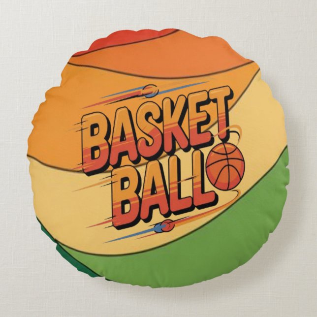 Basketball Thrill Rundes Kissen (Vorderseite)