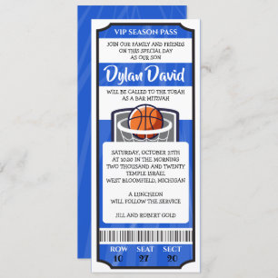 BASKETBALL TICKET Bar Bat Mitzvah Einladung