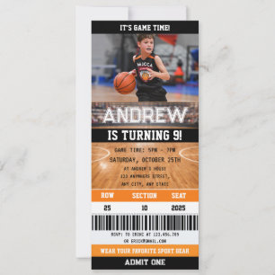 Basketball-Ticket-Einladung zum Geburtstag mit Fot Einladung