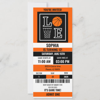 Basketball Ticket Geburtstag,Basketball Girl-Spiel Einladung