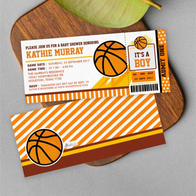 Basketball Ticket Pass Kinderdusche Einladung (Von Creator hochgeladen)