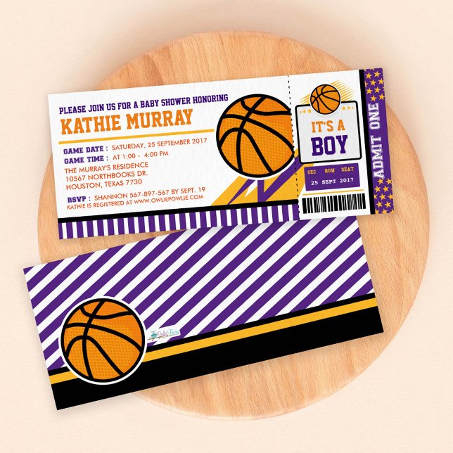 Basketball Ticket Pass Kinderdusche Einladung (Von Creator hochgeladen)