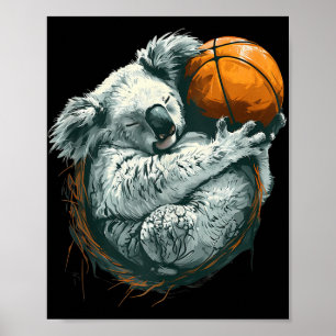 Basketball Tierkunst Zeichne Koala Basketball Pla Poster