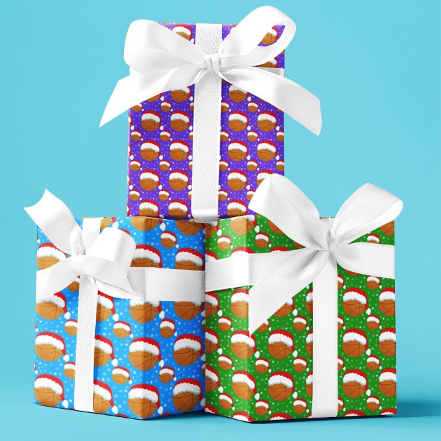 Basketball trägt den Hut und die Schneeflocken Far Geschenkpapier Set (Von Creator hochgeladen)