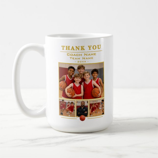Basketball-Trainer Collage Team 4 Foto Kaffeetasse (Links)