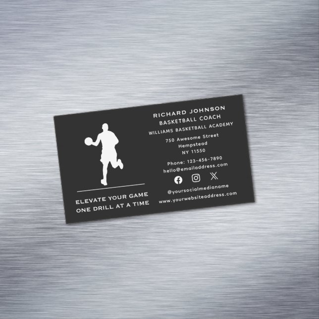 Basketball-Trainer für soziale Medien - Sport Magnetische Visitenkarte (Beispiel)