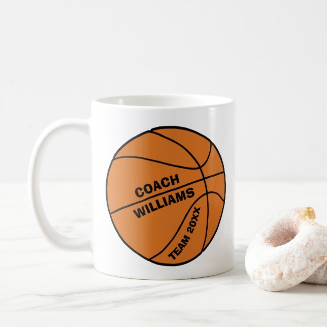 Basketball-Trainer-Sport-Team-Jahr mit Monogramm Kaffeetasse (Mit Donut)