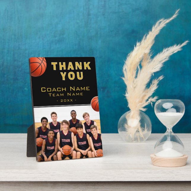 Basketball-Trainer Team Name Foto Fotoplatte (Seite)