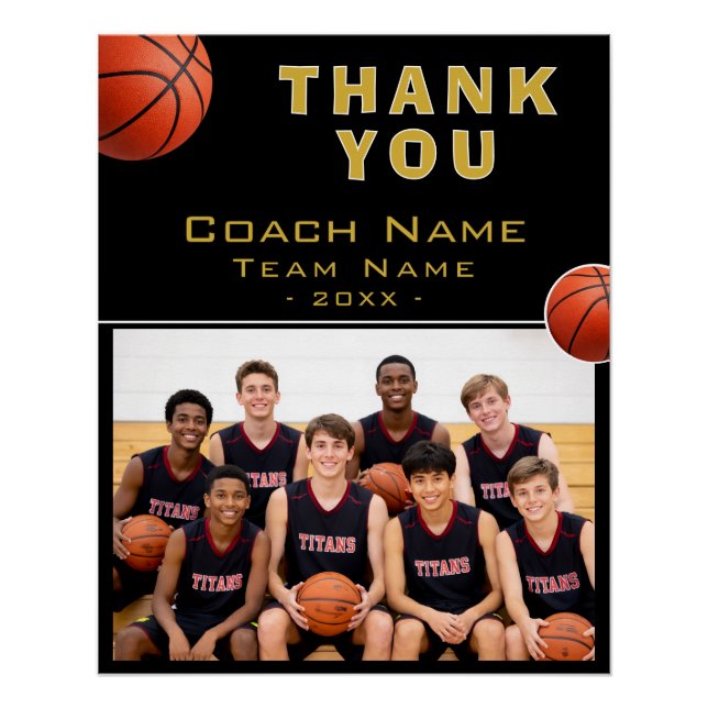 Basketball-Trainer Teamname Foto Poster (Vorderseite)