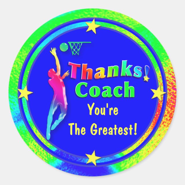 Basketball-Trainer Vielen Dank Star Sticker (Vorderseite)
