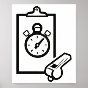 Basketball-Trainerpfeife Stopwatch Poster