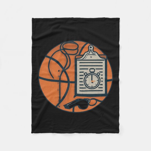 Basketball-Trainerpfeife Zwischenablage Stoppuhr Fleecedecke (Vorderseite)