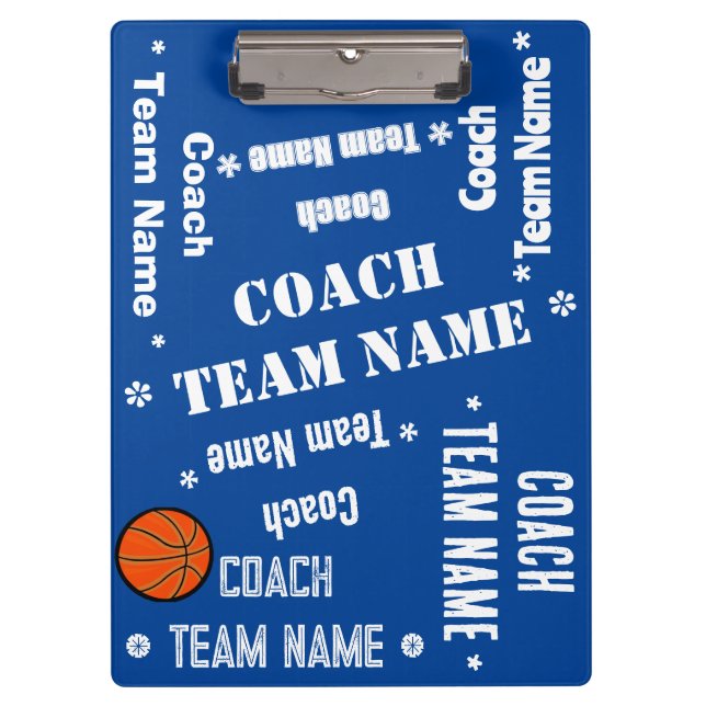 Basketball-Trainerteam Blau und Weiß Personalisier Klemmbrett (Vorderseite)