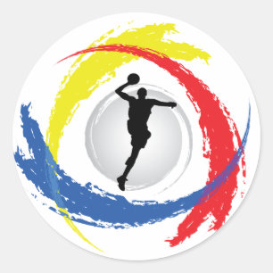 Basketball-Trikolore-Emblem Runder Aufkleber