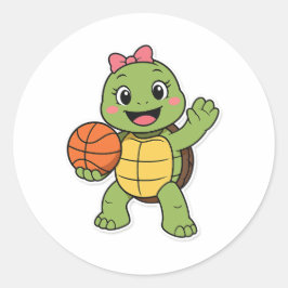 Basketball turtle runder aufkleber