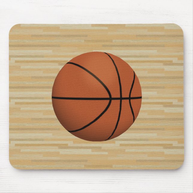 Basketball u. Holz-Gerichts-Hintergrund: Mousepad (Vorne)