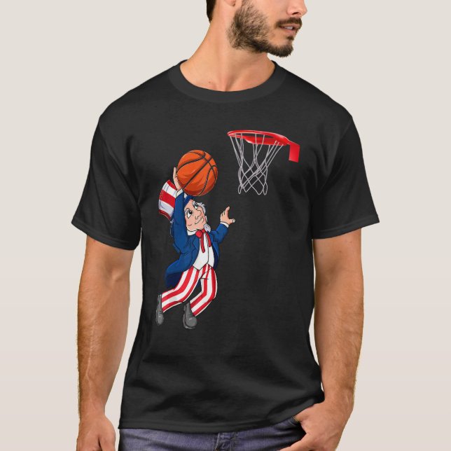 Basketball Uncle Sam 4. Juli Patriotic Dunking T-Shirt (Vorderseite)